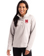 Nebraska Cornhuskers Alumni Cutter & Buck Hunts Point Eco Textured Fleece Recycled Womens Snap Pullover Polished Medium Gray Front