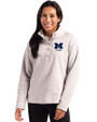 Michigan Wolverines Alumni Cutter & Buck Hunts Point Eco Textured Fleece Recycled Womens Snap Pullover Polished Medium Gray Front