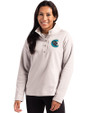 Charlotte Knights Cutter & Buck Hunts Point Eco Textured Fleece Recycled Womens Snap Pullover Polished Medium Gray Front