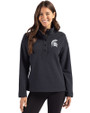 Michigan State Spartans Cutter & Buck Hunts Point Eco Textured Fleece Recycled Womens Snap Pullover Black Front