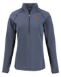 Texas Longhorns Alumni Cutter & Buck Peshastin Fleece Recycled Womens Half Zip Pullover Navy Blue Heather Mannequin