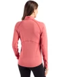 Kansas Jayhawks Cutter & Buck Peshastin Fleece Recycled Womens Half Zip Pullover Red Heather Back