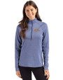 Pepperdine Waves Cutter & Buck Peshastin Fleece Recycled Womens Half Zip Pullover Tour Blue Heather Front