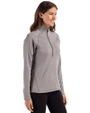 Kansas Jayhawks Alumni Cutter & Buck Peshastin Fleece Recycled Womens Half Zip Pullover Elemental Grey Heather Side