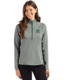 Hawaii Warriors Cutter & Buck Peshastin Fleece Recycled Womens Half Zip Pullover Hunter Heather Front