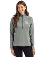 Michigan State Spartans Cutter & Buck Peshastin Fleece Recycled Womens Half Zip Pullover Hunter Heather Front