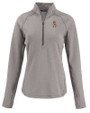 Oklahoma State Cowboys Wrestling Pete Cutter & Buck Peshastin Fleece Recycled Womens Half Zip Pullover Elemental Grey Heather Mannequin