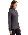Ohio State Buckeyes Alumni Cutter & Buck Peshastin Fleece Recycled Womens Half Zip Pullover Black Heather Side