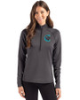 Charlotte Knights Cutter & Buck Peshastin Fleece Recycled Womens Half Zip Pullover Black Heather Front
