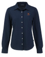 Texas Longhorns Alumni Cutter & Buck Advantage Tri-Blend Eco Soft Pique Long Sleeve Knitted Womens Button Up Liberty Navy Mannequin