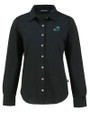 Tulane Green Wave Cutter & Buck Advantage Tri-Blend Eco Soft Pique Long Sleeve Knitted Womens Button Up BL_MANN_HG 
