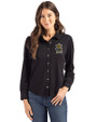 Wichita State Shockers College Vault Cutter & Buck Advantage Tri-Blend Eco Soft Pique Long Sleeve Knitted Womens Button Up Black Front