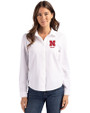 Nebraska Cornhuskers Alumni Cutter & Buck Advantage Tri-Blend Eco Soft Pique Long Sleeve Knitted Womens Button Up White Front