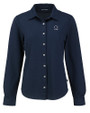 Penn State Nittany Lions Alumni Cutter & Buck Advantage Tri-Blend Eco Soft Pique Long Sleeve Knitted Womens Button Up Liberty Navy Mannequin