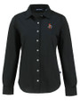 Oklahoma State Cowboys Wrestling Pete Cutter & Buck Advantage Tri-Blend Eco Soft Pique Long Sleeve Knitted Womens Button Up Black Mannequin
