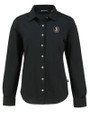 Florida State Seminoles Cutter & Buck Advantage Tri-Blend Eco Soft Pique Long Sleeve Knitted Womens Button Up Black Mannequin