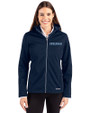 Spelman College Jaguars Cutter & Buck Evoke Softshell Recycled Full Zip Womens Jacket Navy Blue Front