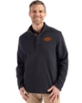 Oklahoma State Cowboys Cutter & Buck Hunts Point Eco Textured Fleece Recycled Mens Snap Pullover Black Front