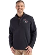 NC State Wolfpack College Vault Cutter & Buck Hunts Point Recycled Fleece Mens Hybrid Snap Placket Pullover Black Front