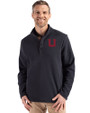 Utah Utes College Vault Cutter & Buck Hunts Point Eco Textured Fleece Recycled Mens Snap Pullover Black Front