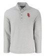 USC Trojans Cutter & Buck Hunts Point Eco Textured Fleece Recycled Mens Snap Pullover Polished Medium Gray Mannequin