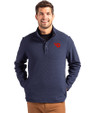 Dayton Flyers Cutter & Buck Hunts Point Recycled Fleece Mens Hybrid Snap Placket Pullover Navy Blue Front