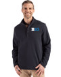 BIG 10 Conference Cutter & Buck Hunts Point Eco Textured Fleece Recycled Mens Snap Pullover Black Front