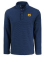 Michigan Wolverines Alumni Cutter & Buck Hunts Point Eco Textured Fleece Recycled Mens Snap Pullover NVBU_MANN_HG 