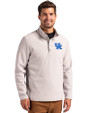 Kentucky Wildcats Cutter & Buck Hunts Point Eco Textured Fleece Recycled Mens Snap Pullover Polished Medium Gray Front