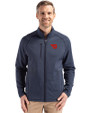 Dayton Flyers Cutter & Buck Peshastin Fleece Recycled Mens Full Zip Jacket Navy Blue Heather Front