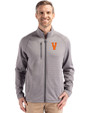 Virginia Hoos College Vault Cutter & Buck Peshastin Recycled Grid Fleece Mens Full Zip Jacket Elemental Grey Heather Front