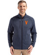 Virginia Hoos College Vault Cutter & Buck Peshastin Fleece Recycled Mens Full Zip Jacket Navy Blue Heather Front