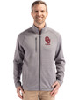 Oklahoma Sooners Alumni (Patterns BL&EG) Cutter & Buck Peshastin Fleece Recycled Mens Full Zip Jacket Elemental Grey Heather Front