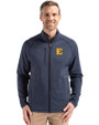 ETSU Buccaneers Cutter & Buck Peshastin Fleece Recycled Mens Full Zip Jacket Navy Blue Heather Front