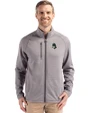 Michigan State Spartans College Vault Cutter & Buck Peshastin Fleece Recycled Mens Full Zip Jacket Elemental Grey Heather Front