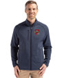 Portland Sea Dogs Cutter & Buck Peshastin Fleece Recycled Mens Full Zip Jacket Navy Blue Heather Front