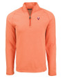 Virginia Tech Hokies College Vault Cutter & Buck Peshastin Fleece Recycled Mens Half Zip Pullover College Orange Heather Mannequin