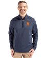 Virginia Hoos College Vault Cutter & Buck Peshastin Recycled Grid Fleece Mens Half Zip Pullover Navy Blue Heather Front