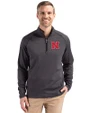 Nebraska Cornhuskers Cutter & Buck Peshastin Fleece Recycled Mens Half Zip Pullover Black Heather Front