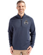 Utah State Aggies College Vault Cutter & Buck Peshastin Fleece Recycled Mens Half Zip Pullover Navy Blue Heather Front