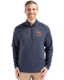 Louisville Bats Cutter & Buck Peshastin Fleece Recycled Mens Half Zip Pullover Navy Blue Heather Front