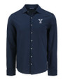 Yale Bulldogs Cutter & Buck Advantage Tri-Blend Eco Soft Pique Long Sleeve Knitted Mens Button Up LYN_MANN_HG 