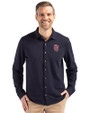 St Johns Red Storm Cutter & Buck Advantage Tri-Blend Eco Soft Pique Long Sleeve Knitted Mens Button Up Liberty Navy Front