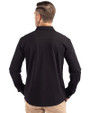 Hawaii Warriors Cutter & Buck Advantage Tri-Blend Eco Soft Pique Long Sleeve Knitted Mens Button Up Black Back