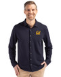 Cal Golden Bears Cutter & Buck Advantage Tri-Blend Eco Soft Pique Long Sleeve Knitted Mens Button Up Liberty Navy Front