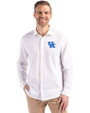 Kentucky Wildcats Cutter & Buck Advantage Tri-Blend Eco Soft Pique Long Sleeve Knitted Mens Button Up White Front