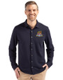 Toledo Mud Hens Cutter & Buck Advantage Tri-Blend Eco Soft Pique Long Sleeve Knitted Mens Button Up Liberty Navy Front