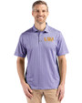 LSU Tigers Alumni Cutter & Buck Pike Eco Shadow Check Print Recycled Mens Polo Hyacinth Front
