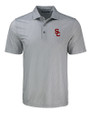 USC Trojans Cutter & Buck Pike Eco Shadow Check Print Recycled Mens Polo Polished Medium Gray Mannequin