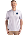 Michigan Wolverines Alumni Cutter & Buck Pike Eco Diamond Dot Print Recycled Mens Polo Polished Medium Gray Front